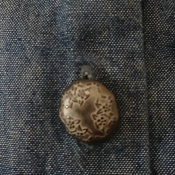 Pendleton Tank Top L Crochet Collar Blue Chambray Denim Button Front 100% Cotton - Picture 8 of 10